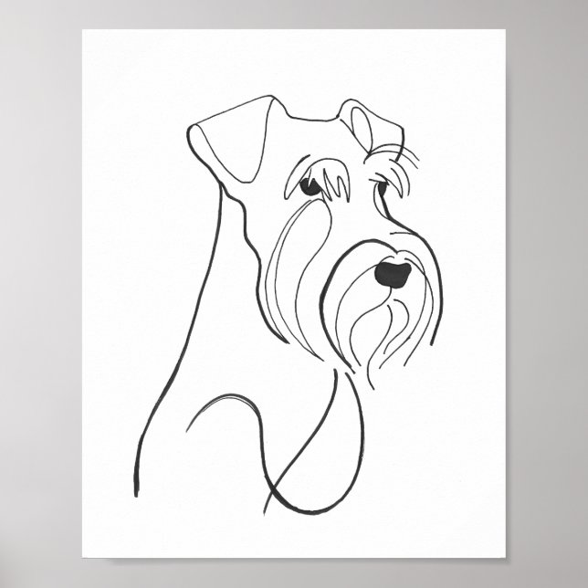Poster Hand Painted Schnauzer Minimalist Dog Artwork (Frente)