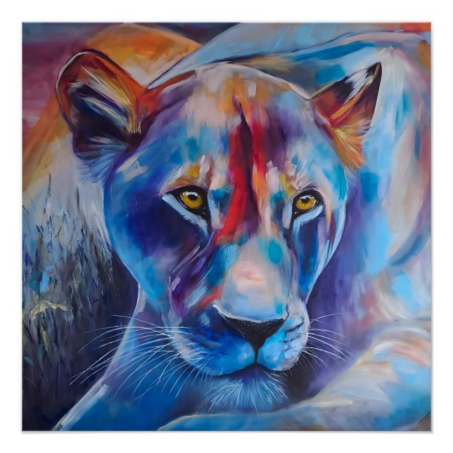 Pôster Hand Painted Wild Cat Portrait (Frente)