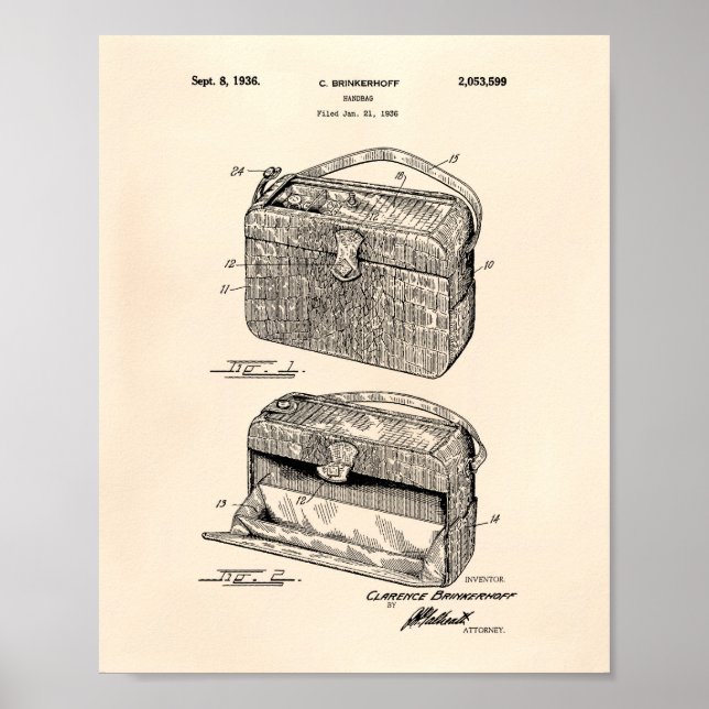 Poster Handbag 1936 Patent Art Old Peper (Frente)