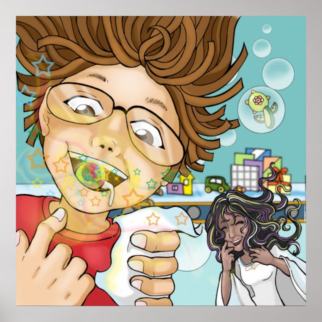 Poster handicap, black tooth fairy, boy, toys, candy (Frente)