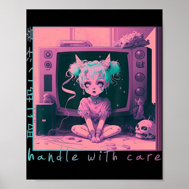 Poster Handle with Care Pastel Goth Kawaii Anime Menhera  (Frente)