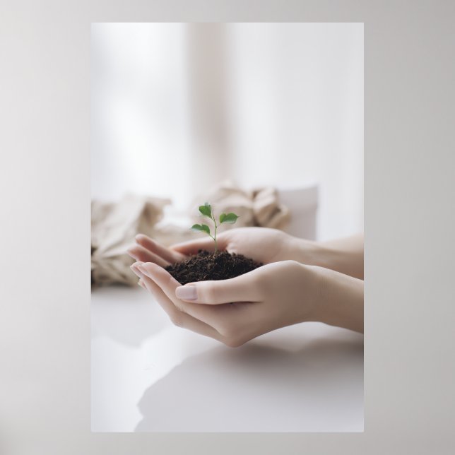 Poster Hands Holding Seedling Growth Hope (Frente)