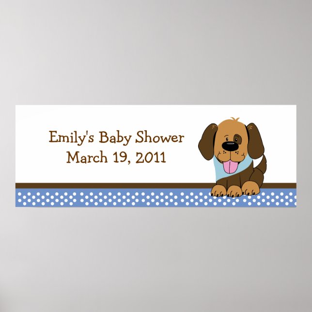 Poster Handsome Puppy Baby Shower /  Birthday Banner (Frente)