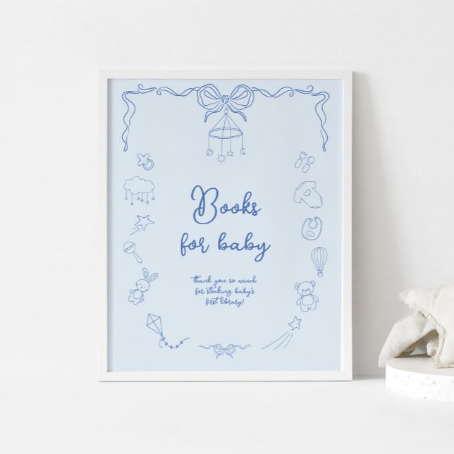 Poster Handwritten Baby Shower, Boy Books For Baby (Criador carregado)