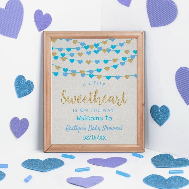 Poster Hang Love Hearts Sweetheart Chá de fraldas Welcome (Criador carregado)