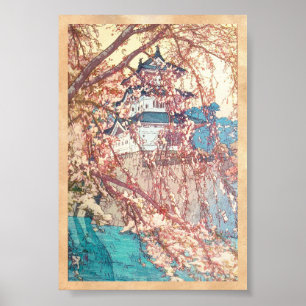 Poster Hanga da canela de japão do castelo de Yoshida