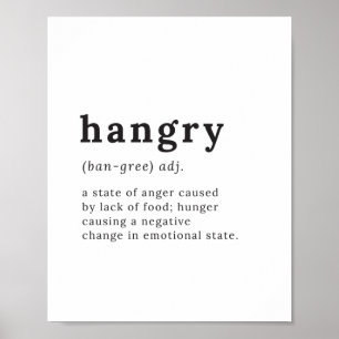 Pôster Hangry - definição Miks irritado/com fome, arte