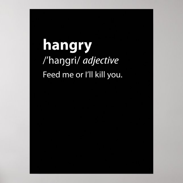 Poster Hangry Funny Dictionary Definition (Frente)