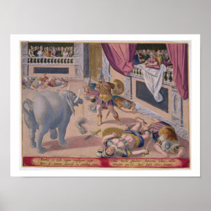 Poster Hannibal (247-c.183 a.C.) Faz Combater Romanos Der