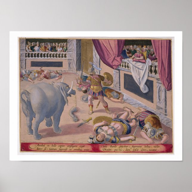 Poster Hannibal (247-c.183 a.C.) Faz Combater Romanos Der (Frente)