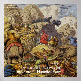 Poster Hannibal Barca nos Alpes C/Citação de Sabedoria Po