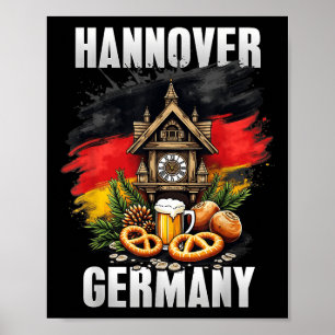 Poster Hannover Alemanha Souvenir German Flag Viagem