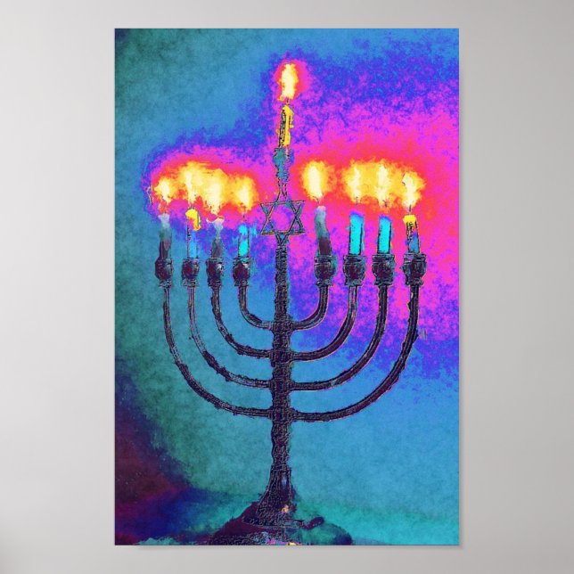 Poster Hannukah menorah feriado Judaica (Frente)