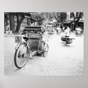 Poster Hanoi Vietnã, Cyclo no Antigo Hanoi