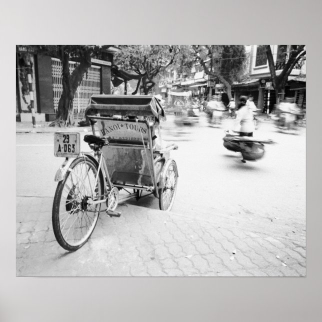 Poster Hanoi Vietnã, Cyclo no Antigo Hanoi (Frente)