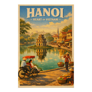Pôster Hanói, Vietnã, em uma clássica viagem retrô
