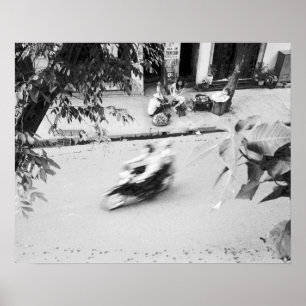 Poster Hanói Vietnã, motocicleta em Velho Hanói