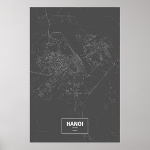 Poster Hanoi, Vietnam (branco no preto)