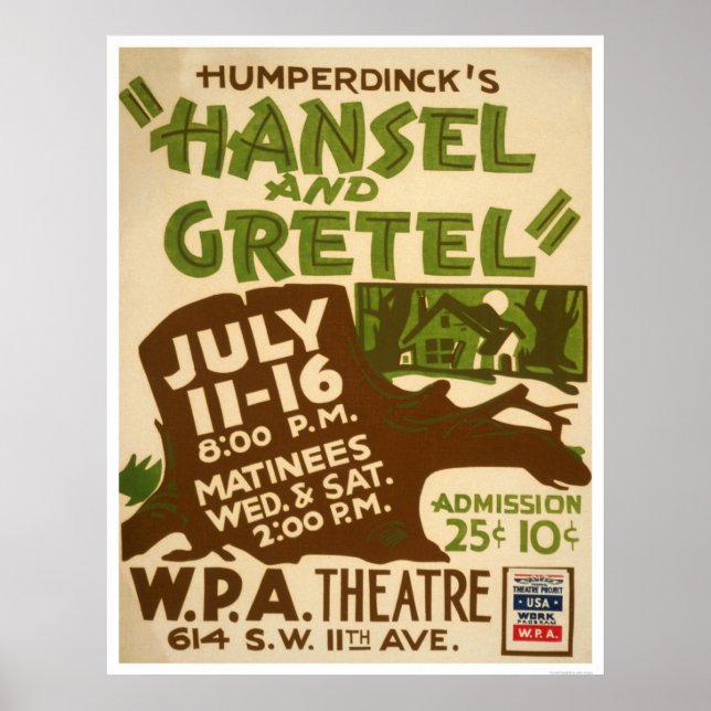Poster Hansel & Gretel Play 1937 WPA (Frente)