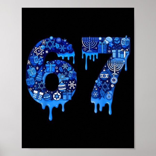 Poster Hanukkah 67 Six Seven Boy Girl Kids 67 Meme Hanukk (Frente)