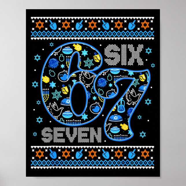 Poster Hanukkah 67 Six Seven Boy Girl Kids 67 Meme Hanukk (Frente)