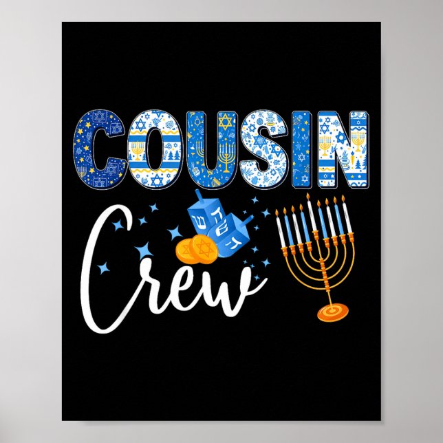 Poster Hanukkah Cousin Crew Matching Family Christmas Paj (Frente)