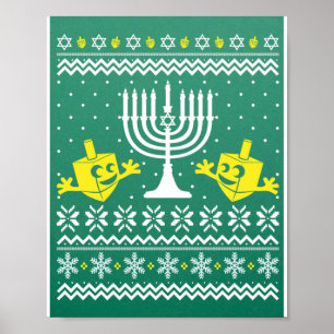 Poster Hanukkah de Natal Feio - Hanukkah Feliz