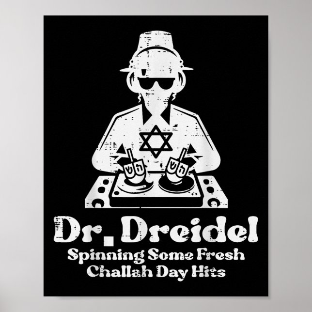 Poster Hanukkah Dreidel Dj Funny Chanukkah Homens Judeus (Frente)