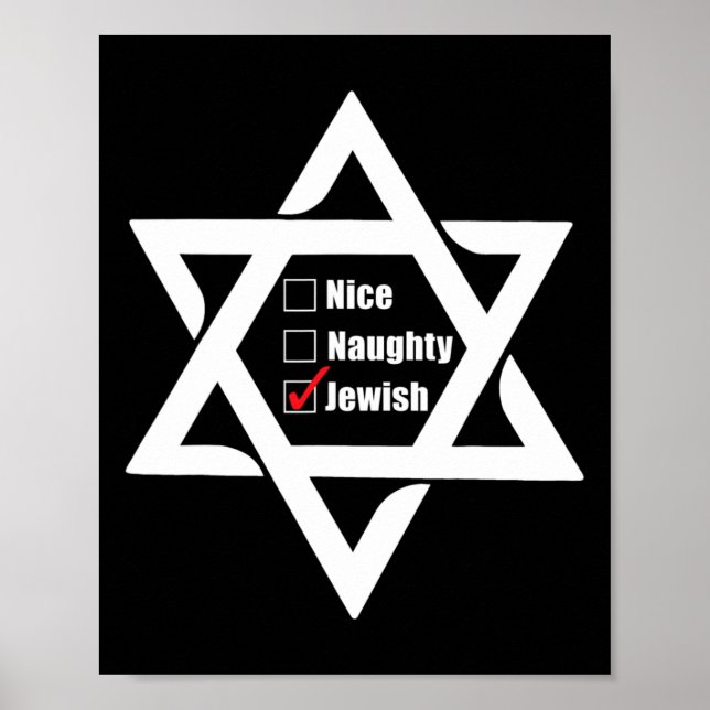 Poster Hanukkah Estrela De Natal De David Nice Naughn Jew (Frente)