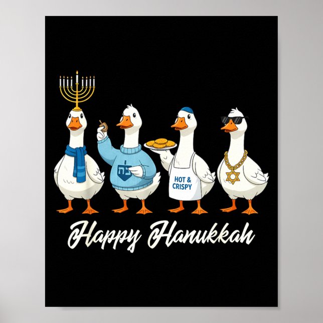 Poster Hanukkah Goose Happy Hanukkah Menorah Dreidel Jewi (Frente)