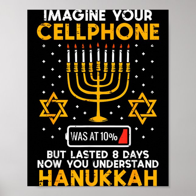 Poster Hanukkah Imagine Your Cellphone Chanukah Jew Men W (Frente)