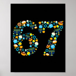 Poster Hanukkah Menorah Dreidel 67 Festivo Chanukah Seis 