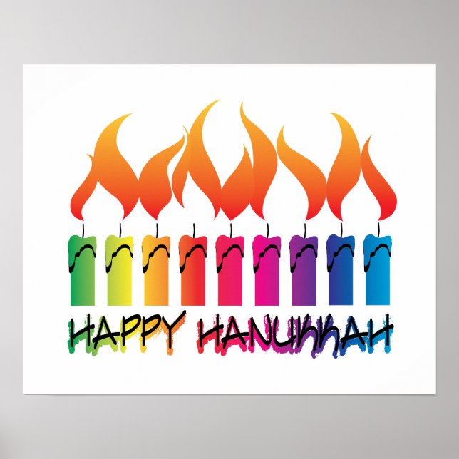 Pôster Hanukkah Rainbow Menorah (Frente)