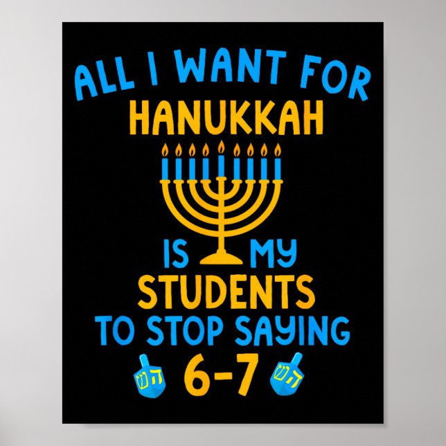 Poster Hanukkah Students Saying 6-7 67 Six Seven Hebrew S (Frente)