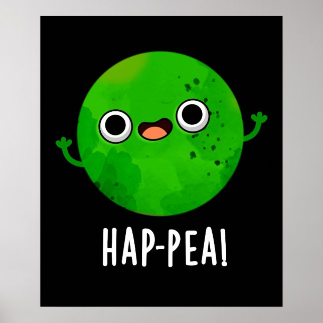 Poster Hap-pea Engraçado Feliz Pea Pun Dark BG (Frente)
