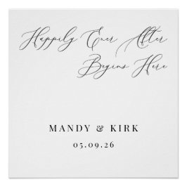 Pôster Happily Ever After Begins Here Wedding Backdrop