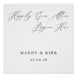 Pôster Happily Ever After Begins Here Wedding Backdrop 