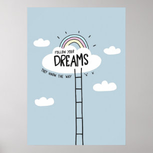Poster Happiness Quote Follow Your Dream Sky