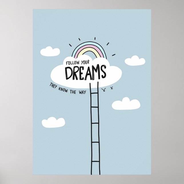 Poster Happiness Quote Follow Your Dream Sky (Frente)