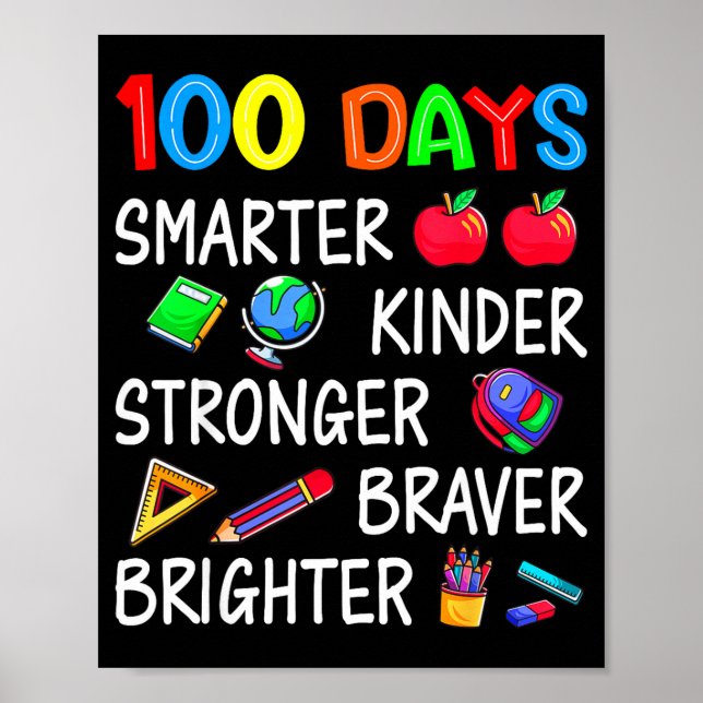 Poster Happy 100 Days Of School 100th Day Of School Kids  (Frente)