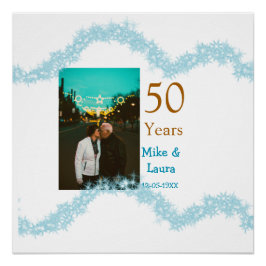 Pôster Happy 50th anniversary add couple name date weddin