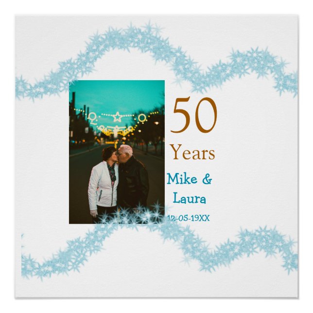 Pôster Happy 50th anniversary add couple name date weddin (Frente)