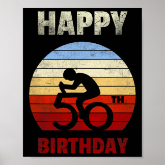 Poster Happy 50th Birthday Mountain Bike Tour Cycling Ret