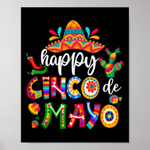 Poster Happy 5 De Mayo Cinco Viva México Camisa Para Home
