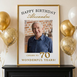 Poster Happy 70th Birthday Personalized Photo Party Sign