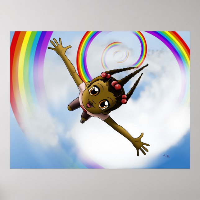 Pôster Happy African American Girl (Frente)