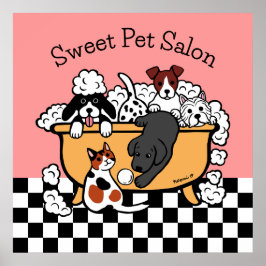 Poster Happy Bath Time Black Labrador Pet Salon