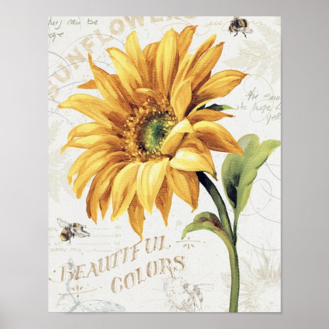 Poster Happy Bees and Yellow Sunflowers (Frente)