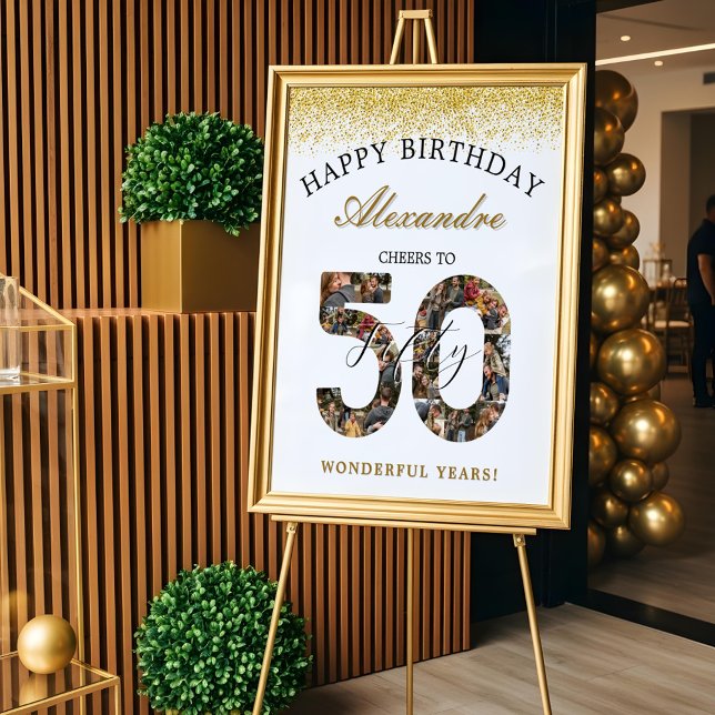 Poster Happy Birthday Cheers To 50 Years Photo Collage (Criador carregado)