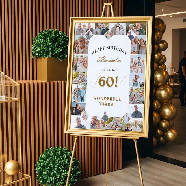 Poster Happy Birthday Cheers To 60 Years Photo Collage (Happy Birthday Cheers To 60 Years Photo Collage Poster)